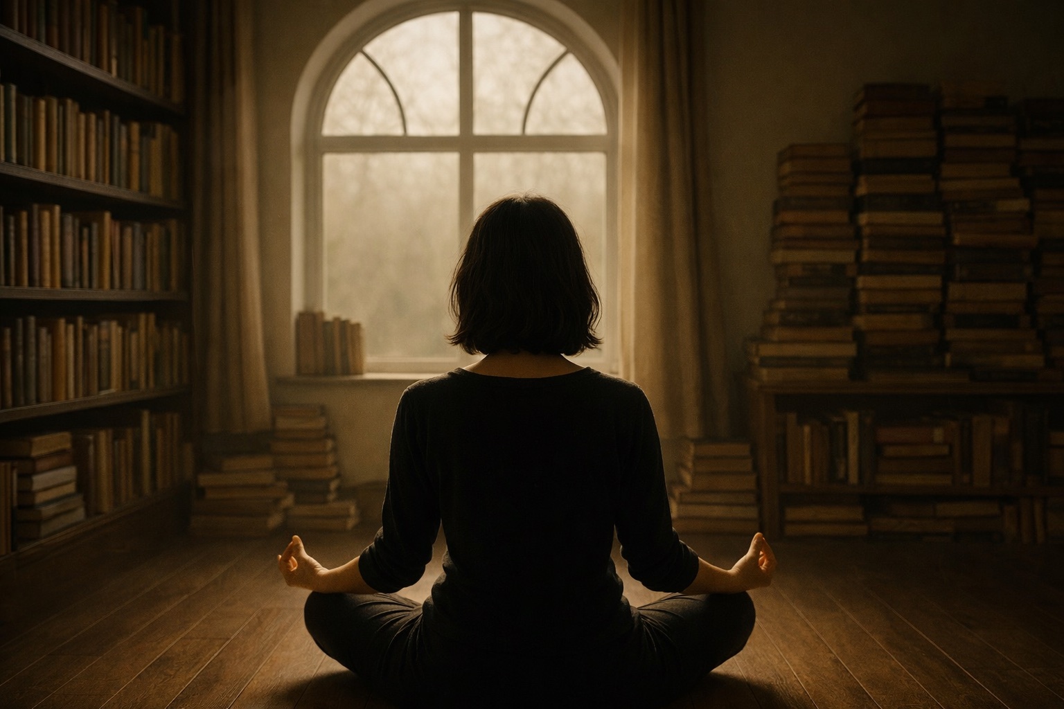 Frau, sitzend, beim meditieren